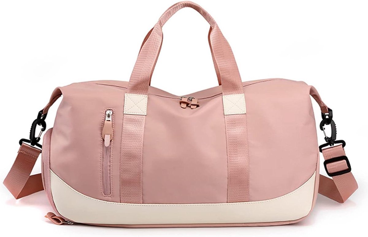 Nylon sporttas voor dames - opvouwbare weekendtas - waterdichte handtas voor overnachting - roze - Large