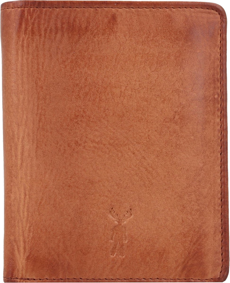 Jack Kinsky Nelson Portemonnee RFID Leer 10 cm - Jongens - Staand formaat - cognac