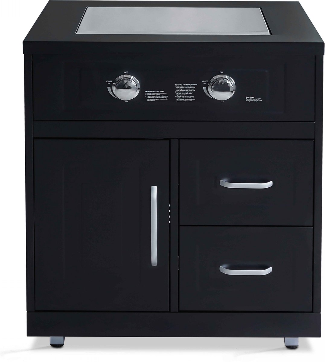 Oviala - 2-pits gasfornuis met kast voor buitenkeuken - Memphis