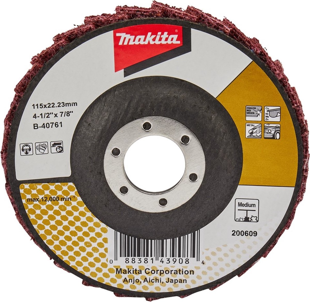 Makita B-40761 Lamellenschuurvliesschijf medium | 115 mm