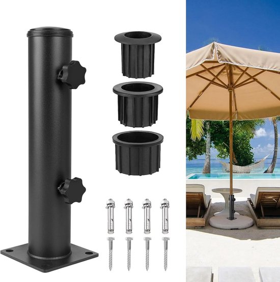 Pied De Parasol GOPLUS Base Carrée Résine Noire - Pour Parasol Ø38-48 Cm - Stable Et Antidérapant Pour Jardin, Terrasse