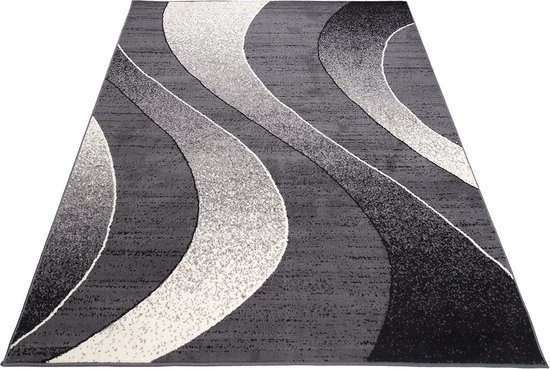 Tapiso Dream Tapis Grijs Foncé Vagues Modernes Tapis de Salon Taille - 250x300