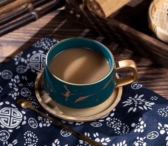 TELANKS Espressokopjes, 300 ml cappuccinokopjes, marmer