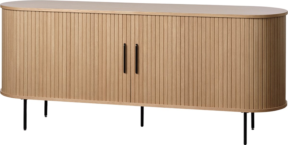 Olivine Lenn Dressoir Naturel - Hout - met Schuifdeuren - Verstelbare Planken - Ovaal - Scandinavisch - Opbergkast - 180 x 45 x 76 cm