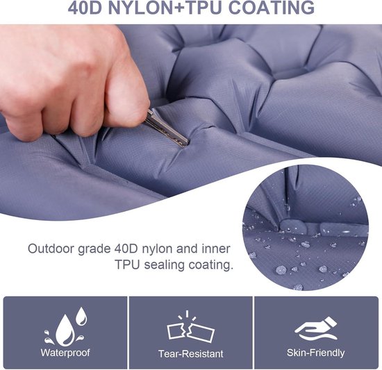 Outdoor Camping Ultralichte Opvouwbare Slaapmat Grijs met Hoofdkussen Kleine Verpakking — afbeelding 4