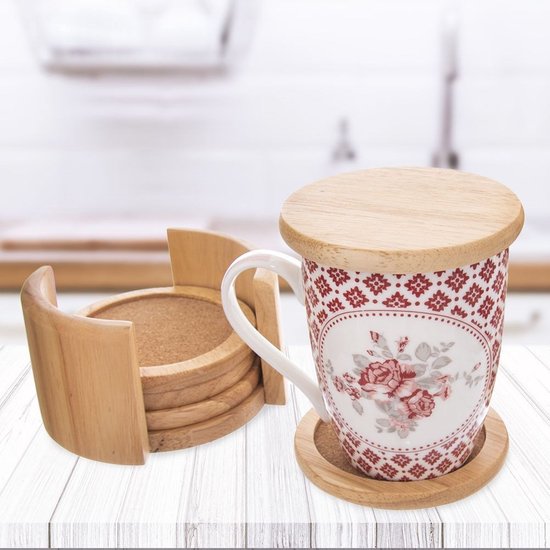 Sous- Sous-verres en bois avec support 6 pièces - pour Verres - Sous-verres en verre