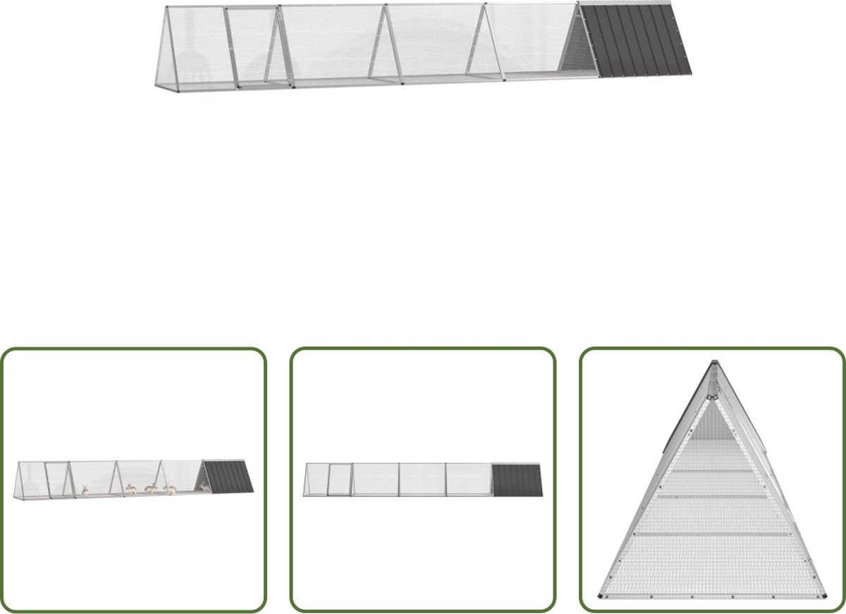 The Living Store Konijnenhok Antraciet Gegalvaniseerd Staal – 504.5 x 80.5 x 71 cm – Stevige Constructie The Living Store Konijnenhok Antraciet Gegalvaniseerd Staal – 504.5 x 80.5 x 71 cm – Stevige Constructie