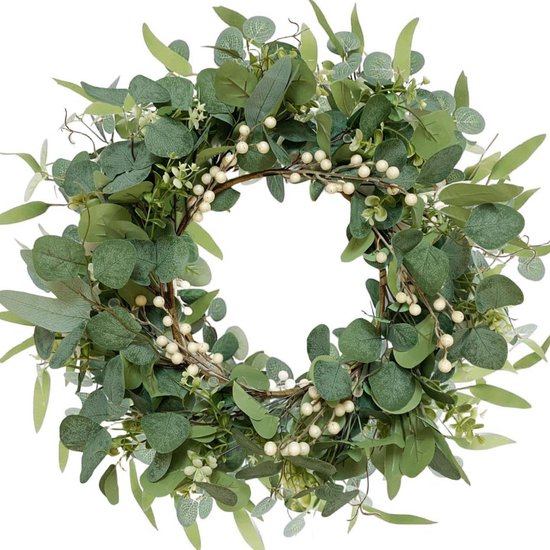 Kunstmatige Eucalyptus Krans Voor Voordeur Welkomstdeur Krans Voor Alle Seizoenen Muur Opknoping Raam Bruiloft Feest Decoratie