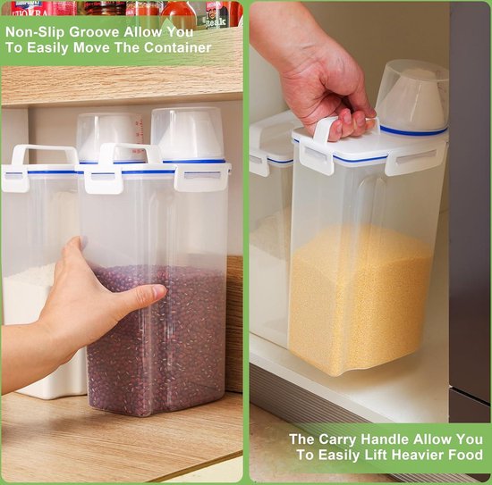 Dispensador De Arroz Lenwi, 10 Kg, Grande, Para Almacenar Alimentos Secos Color Blanco
