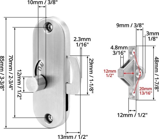 Verrou De Porte à 90 Degrés, Serrure De Porte Coulissante à 90 Degrés | Verrou De Porte De Grange En Acier Inoxydable Pour Portes D'animaux, Cuisines, Tiroirs