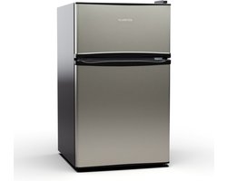Klarstein Koelkast Big Daddy - met vriesvak, koel-vriescombinatie, stille werking, LED-verlichting, inhoud: 86 liter, koelgedeelte: , vriesgedeelte: 25 liter, zilver - voor Keuken - Compact - Mini Fridge - Compact Koelkast