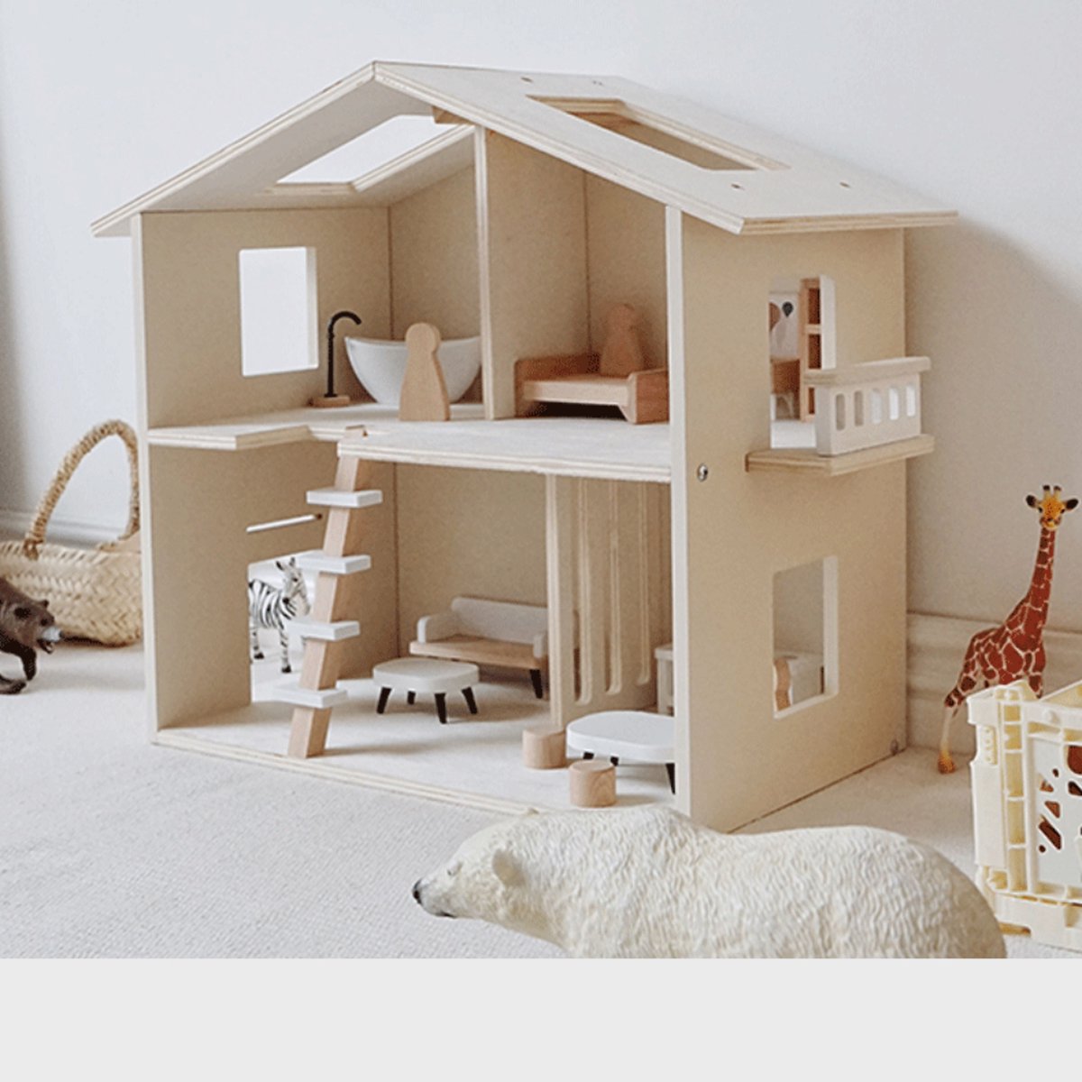 Buxibo Houten Poppenhuis - Kinderhuis voor Poppen met Meubels - Speelhuisje van Hout — afbeelding 5