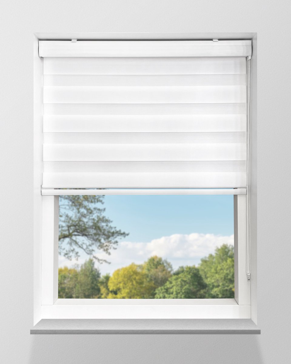 Duo Rolgordijn Lichtdoorlatend - Wit - 51x175cm - Op maat gemaakt