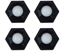 Zwenkwielen set van 4 - Zeshoek - Plastic - Zelfklevende meubelwielen voor onder meubels en opbergdozen - Zwart