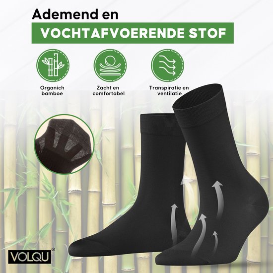 Chaussettes VOLQU® - Série Bamboe - 9 paires - Taille 43 46 - Chaussettes Hommes - Chaussettes Femmes - Chausettes régulières en Katoen Premium - Zwart