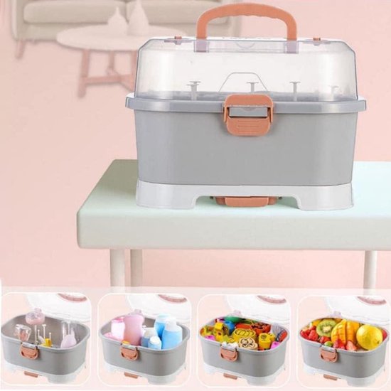 Égouttoir à Biberons Avec Boîte Anti-Poussière Et Plateau Amovible - Rangement Hygiénique