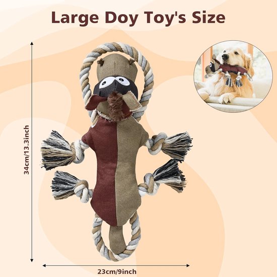 JACKANNA Sounding Crocodile Dog Pluche speelgoed, squeaky hondenspeelgoed, stevige krokodil speelgoed voor kleine, middelgrote en grote honden, duurzaam ruches, interactief pluche puppy speelgoed