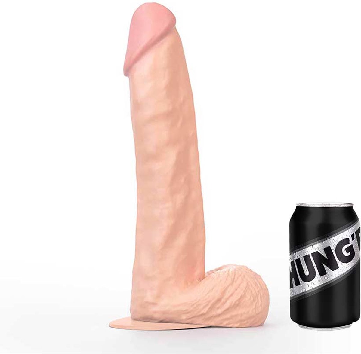 HUNG'R Realistische dildo met zuignap - Goliath - Beige - Lengte 36,00 cm - Diameter Ø 7,6 cm.