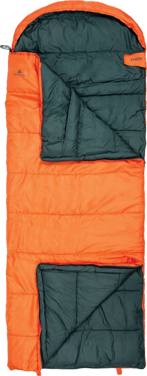 ACAMP EMERY Deken Slaapzak met capuchon 220 x 85 cm Oranje 1800 Gram PFC-Vrij