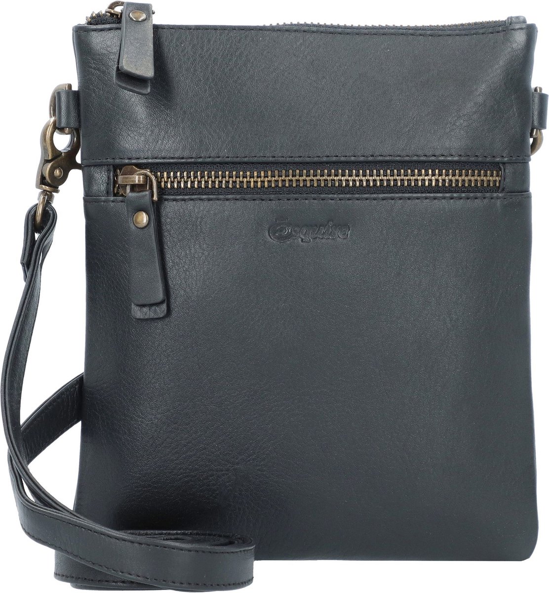 Esquire Leren Schoudertas Peru Small Crossbody Bag Black Zwart
