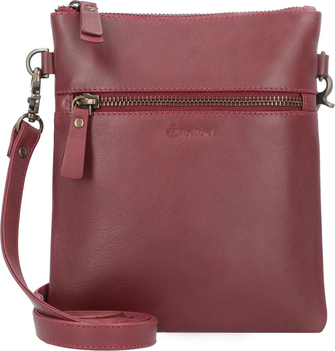 Esquire Leren Schoudertas Peru Small Crossbody Bag Red Wijnrood
