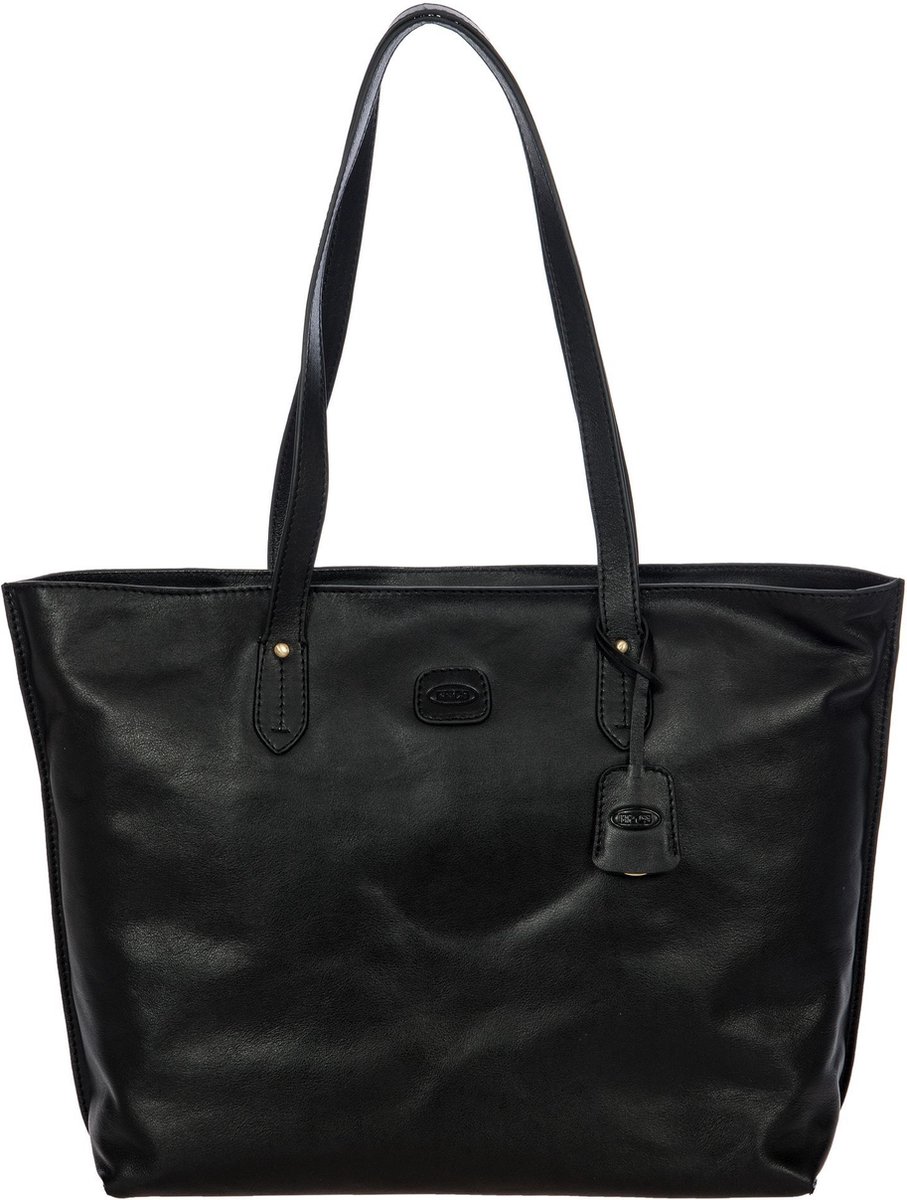 BRIC'S Leren Shopper Schoudertas Volterra Shopping Black Zwart