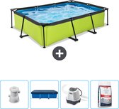 EXIT Rechthoekig Lime Frame Zwembad - 300 x 200 x 65 cm - Inclusief Pomp Afdekzeil - Zoutwatersysteem - Zwembadzout - Nu extra voordelig