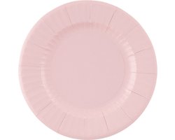 Givi Italia Feestbordjes/gebaksbordjes - 8x - lichtroze - rond - papier/karton - 21cm - biologisch afbreekbaar - groot