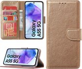 Hoesje geschikt voor Samsung Galaxy A55 bookcase met pasjeshouder - Goud