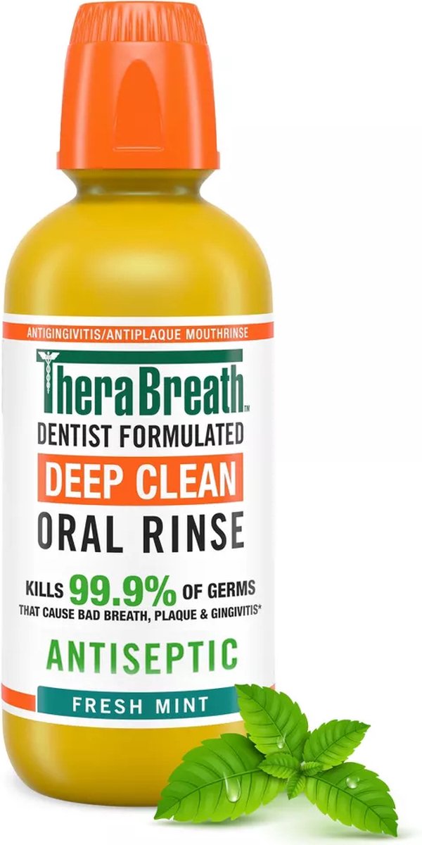 TheraBreath Deep Clean Mouthwash – Fresh Mint – Diepe Reiniging Mondwater – 473 ml