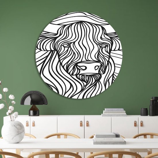 cercle mural vache - balances murales animaux - Lignes de cercle mural - Tableau moderne - Forex - Décoration murale chambre cercle mural forex 40x40 cm