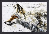 Vos schilderijen - Dieren schilderijen - Schilderijen canvas Spatten - Muurdecoratie landelijk - Schilderijen canvas met baklijst - Wanddecoratie woonkamer canvas met baklijst 90x60 cm