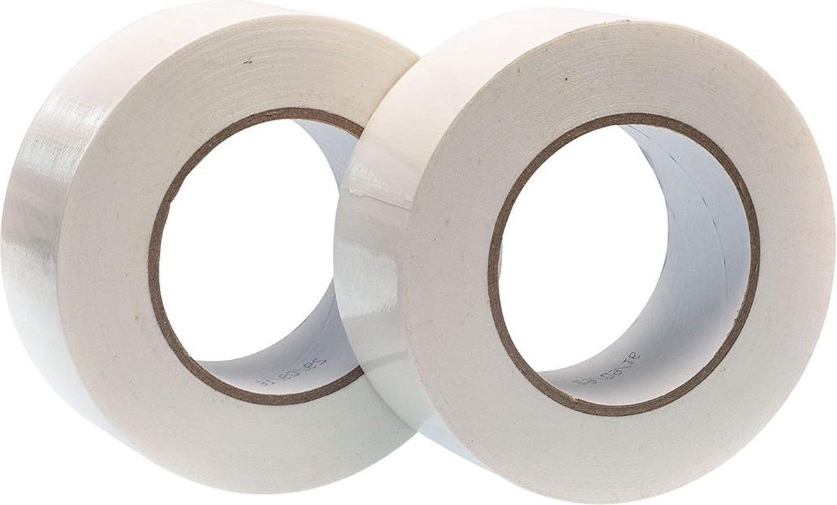 Witte textieltape 48 mm x 50 m - duurzaam en waterdicht - repareren, bevestigen, bundelen, versterken, afdichten - 2 rollen