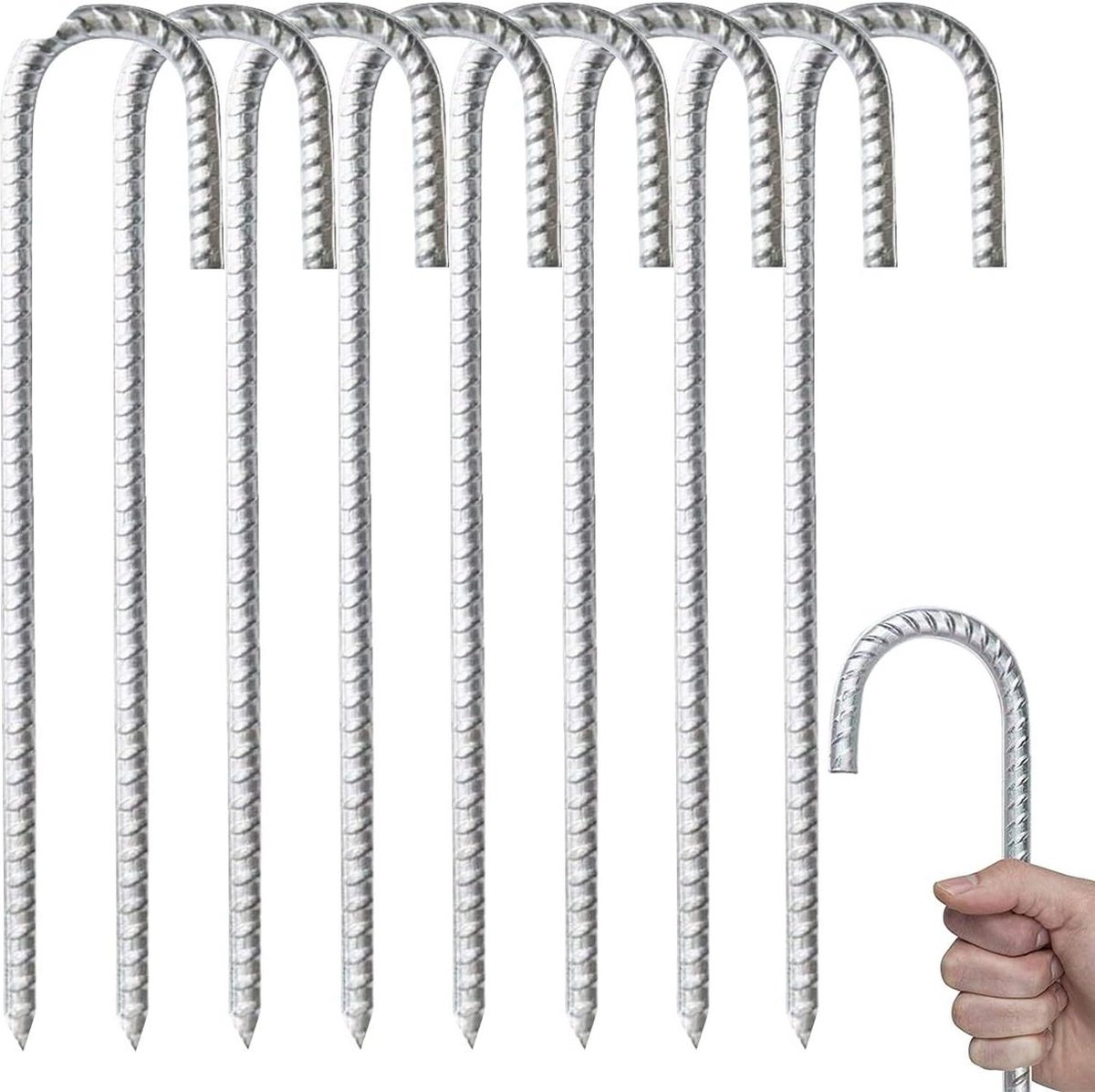 Stalen grondstakes Heavy Duty J-haken ankorage stakes tent tentharingen tuinstake haringen geschikt voor tenten trampolines bouncy kamperen voetbalnetten (8)