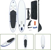 Bol.com The Living Store Stand Up Paddleboard - blauw en wit - opblaasbaar - 360 x 81 x 10 cm - draagvermogen 120 kg aanbieding