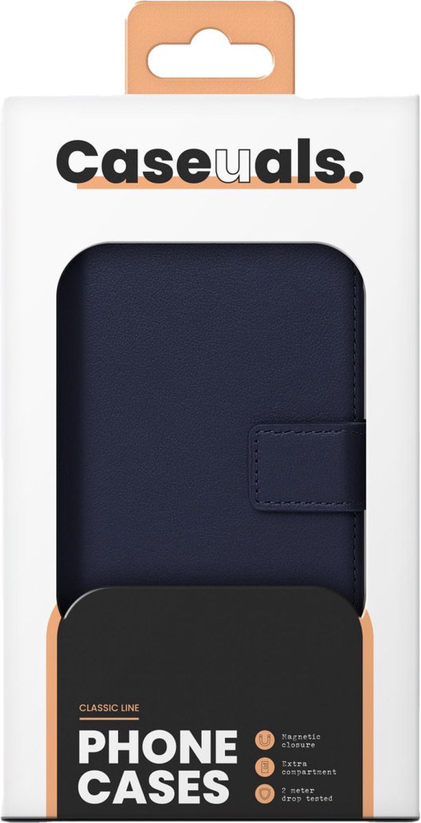 Caseuals Echt Lederen Portemonnee/Boekhoesje - Krachtige magneetsluiting - geschikt voor Apple iPhone 13 - Blauw