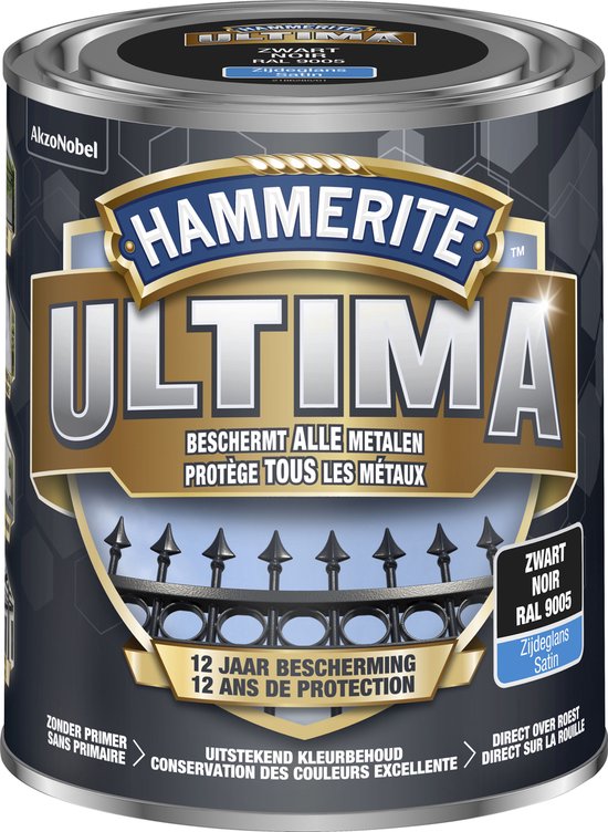Hammerite Ultima - Satiné - Zwart - 0,75 L