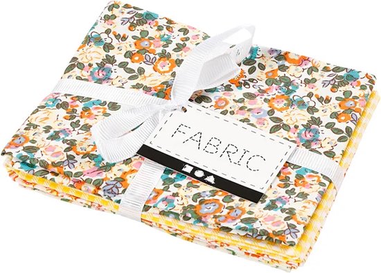 Tissu patchwork, 45x55 cm, 100 g, jaune, 4 pièces, 1 pelote