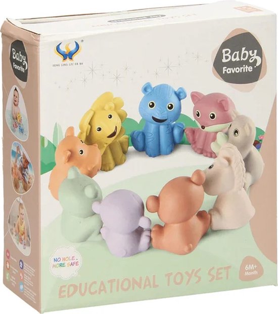Lobbes badspeelgoed Baddieren Familie Pastel 9-delig veilig babybad. van Lobbes — afbeelding 2