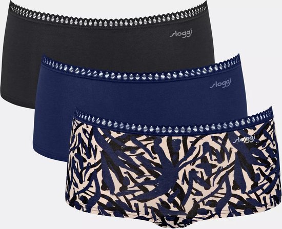 sloggi GO Crush Short 3 pack Sous-vêtements pour femmes - Blauw - Combinaison foncée - Taille L