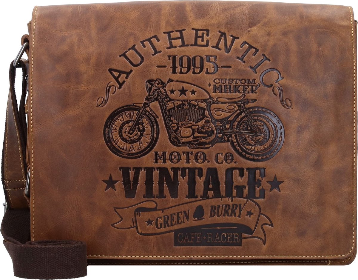 Greenburry Vintage Café Racer Messenger Leer 33 cm - braun