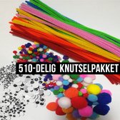 Allernieuwste.nl® SET 510-delig Knutselpakket Hobbypakket - 100x Chenille Pijpenragers + 260x Pompons + 150x Wiebelogen - Knutsel Pakket 510 STUKS