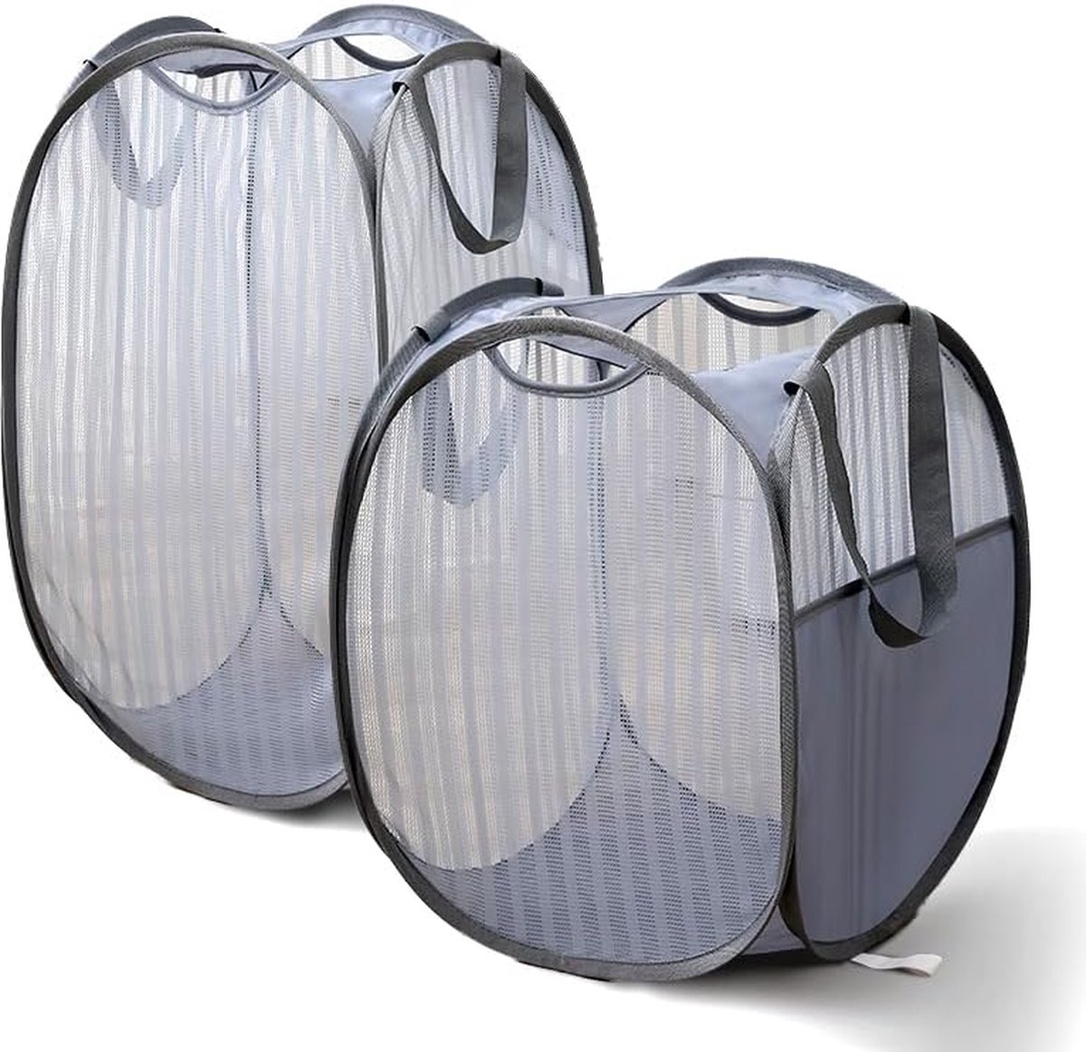 Goedkoopste wasmand, opvouwbare wasmand, 2 stuks, wasmand, inklapbaar met handvat, opbergmand voor kinderkamer, camping en reizen (grijs, 2 stuks
