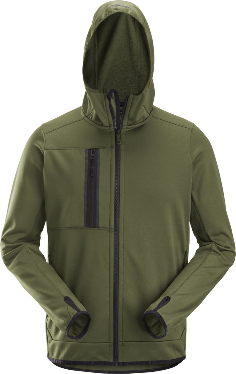 Snickers 8058 AllroundWork, Fleece Hoodie met Rits - Khaki Groen - M