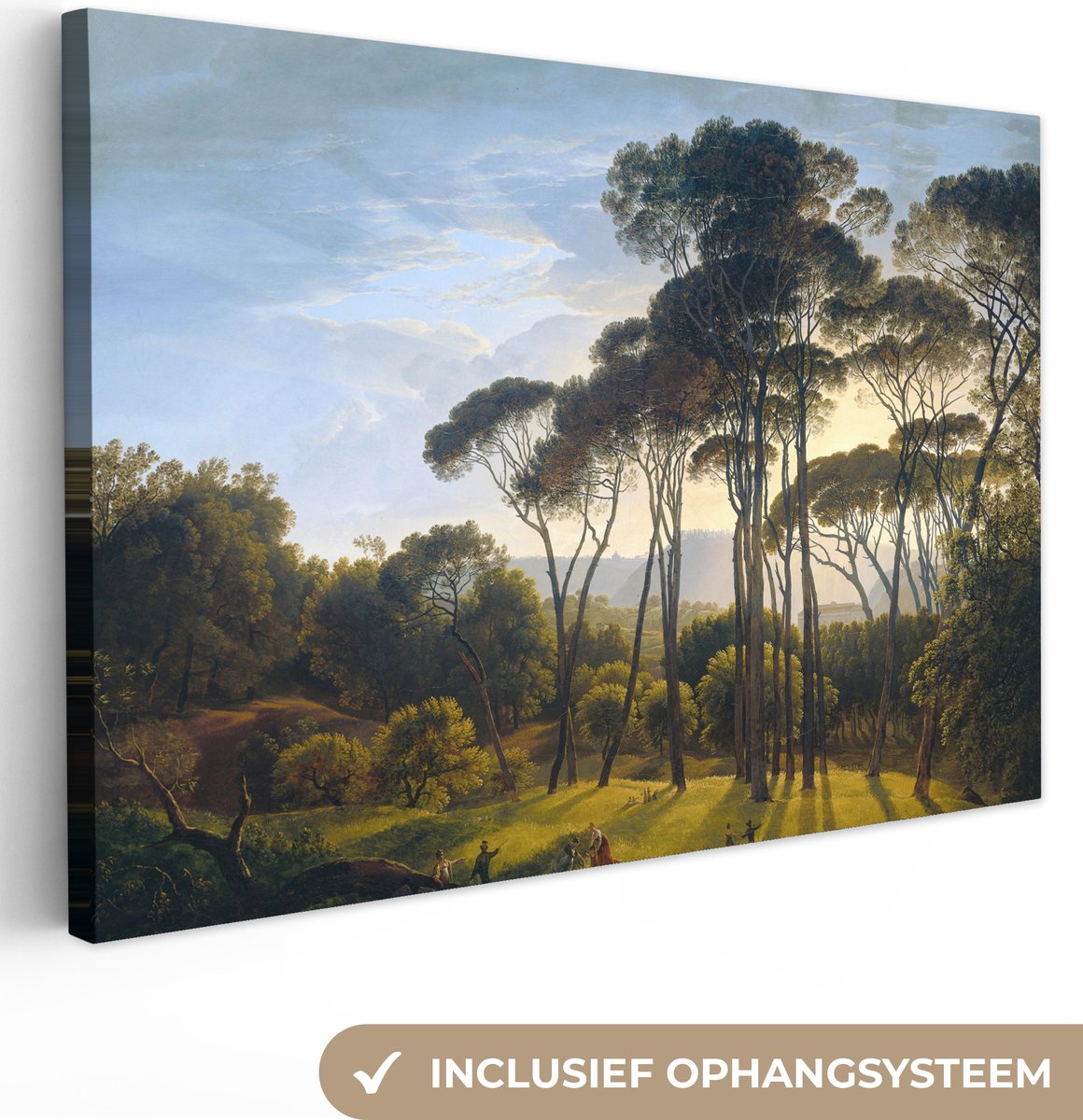 Canvas - Schilderij Italiaans landschap met parasoldennen - Kunst - Oude meesters - 120x80 cm - Kamer decoratie - Slaapkamer