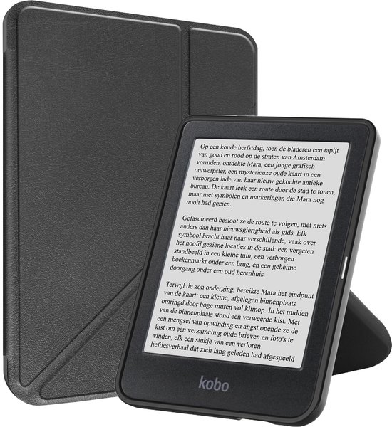 Hoesje Geschikt voor Kobo Clara BW Hoesje Luxe Bescherm Case Trifold - Hoes Geschikt voor Kobo Clara BW Hoes Book Cover - Zwart
