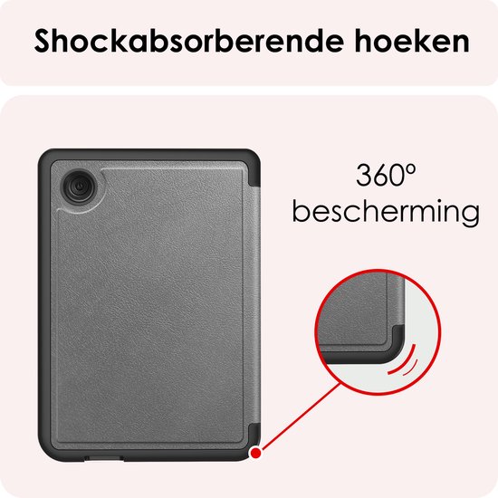 Hoes Geschikt voor Kobo Clara Colour Hoesje Bookcase Cover Book Case Hoes Sleepcover Trifold - Grijs van Echt-Hoesje — afbeelding 5