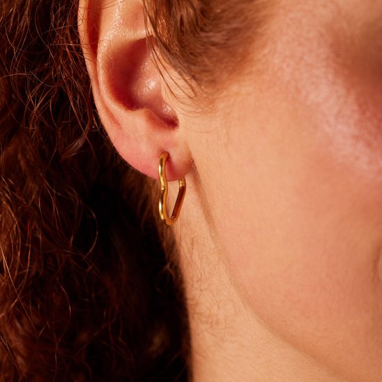 Lucardi Femme Boucles d'oreilles en acier plaqué or coeur - Boucles d'oreilles - Acier - Or