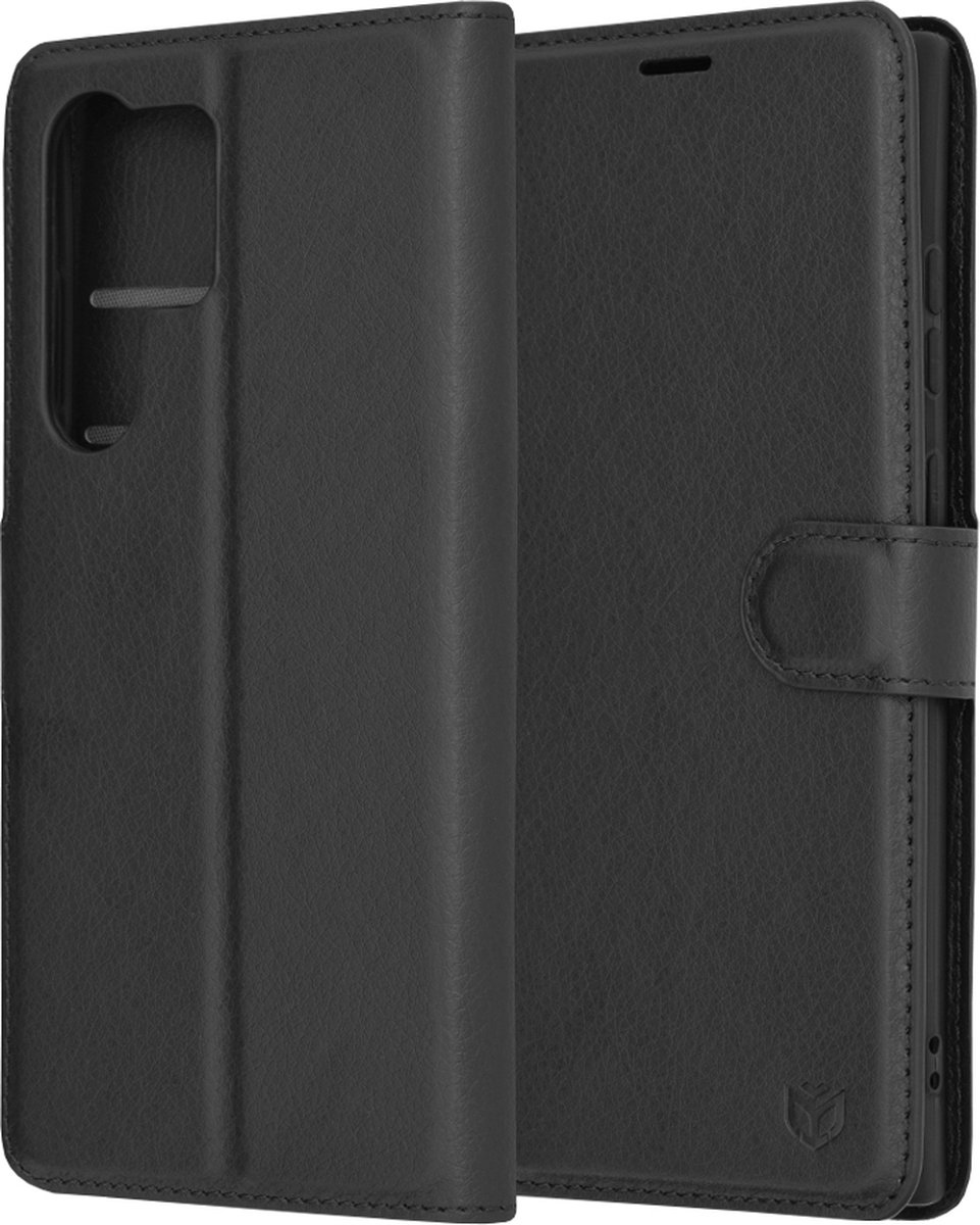 Techsuit Leather Folio Book Wallet Case hoesje voor Samsung Galaxy S23 Ultra - Zwart