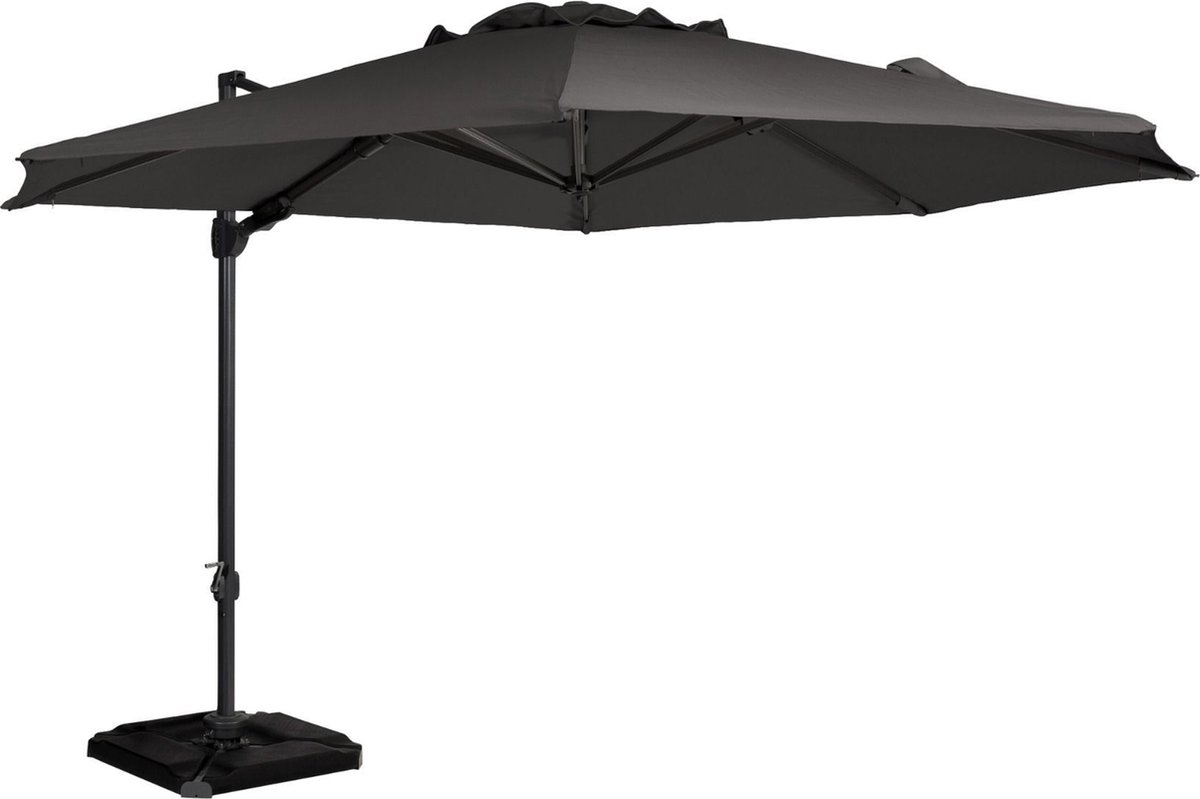 Exotan Roma Parasol in Anthracite Aluminium, measuring 265x350x350, featuring Exotan brand logo.